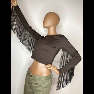 NWT- ZARA - Cowgirl Bell sleeve Crop Top
